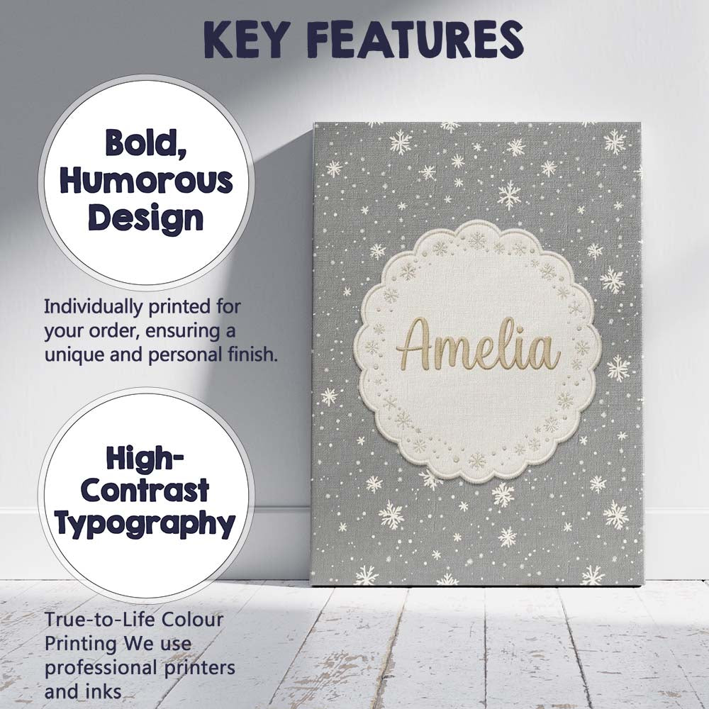 Personalised Name Dark Grey Background Custom Modern Room Accent Elegant Feature Canvas Wall Art Print Decor Picture Ready to Hang