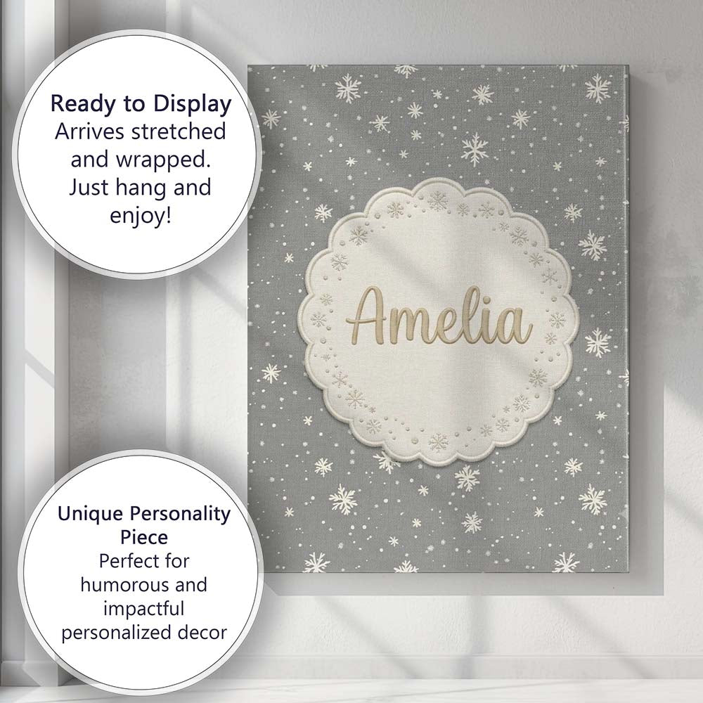 Personalised Name Dark Grey Background Custom Modern Room Accent Elegant Feature Canvas Wall Art Print Decor Picture Ready to Hang