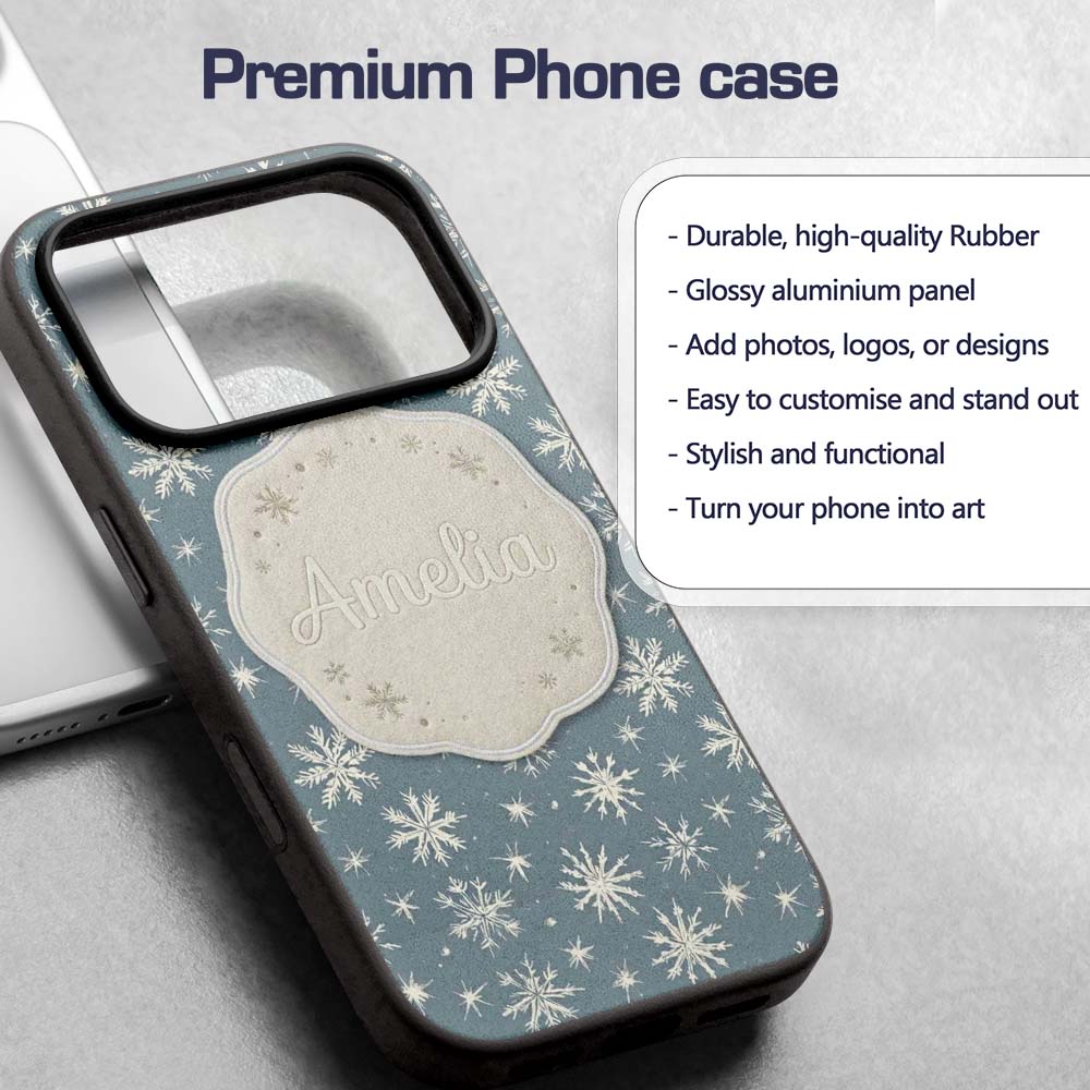 Blue Background Snowflake Star Winter Seamless Custom Name Protective Phone Case Mobile Cover Durable Everyday Smartphone Shock Resistant