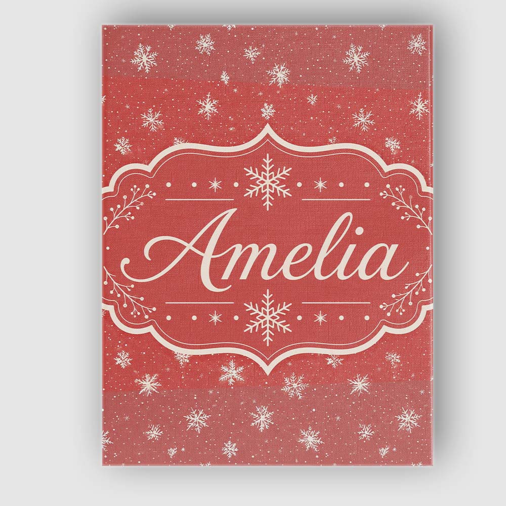 Personalised Name Red Background Snowflake Custom Unique Gift Idea Elegant Feature Canvas Wall Art Print Decor Picture Ready to Hang