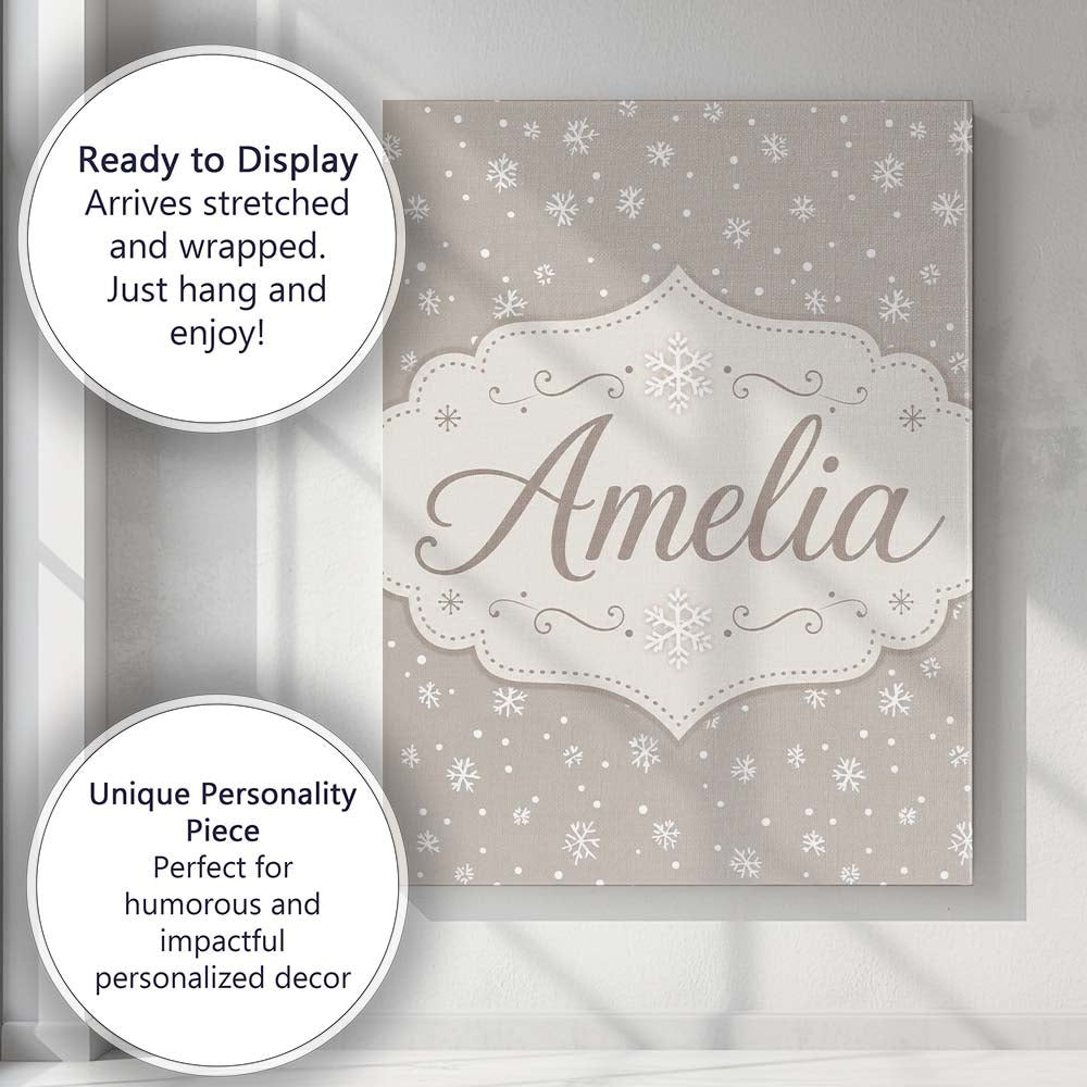 Personalised Name Neutral Grey Background Custom Unique Gift Idea Elegant Feature Canvas Wall Art Print Decor Picture Ready to Hang