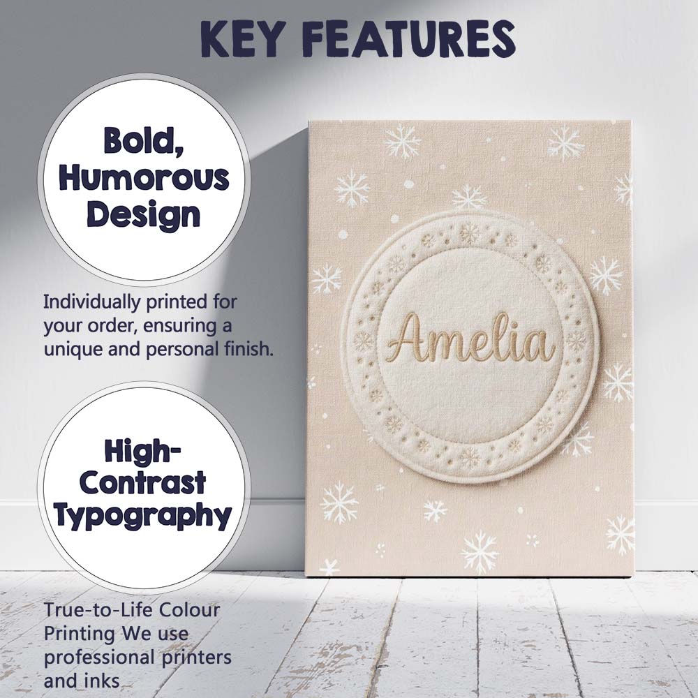 Personalised Name Beige Background Minimal Custom Unique Gift Idea Elegant Feature Canvas Wall Art Print Decor Picture Ready to Hang