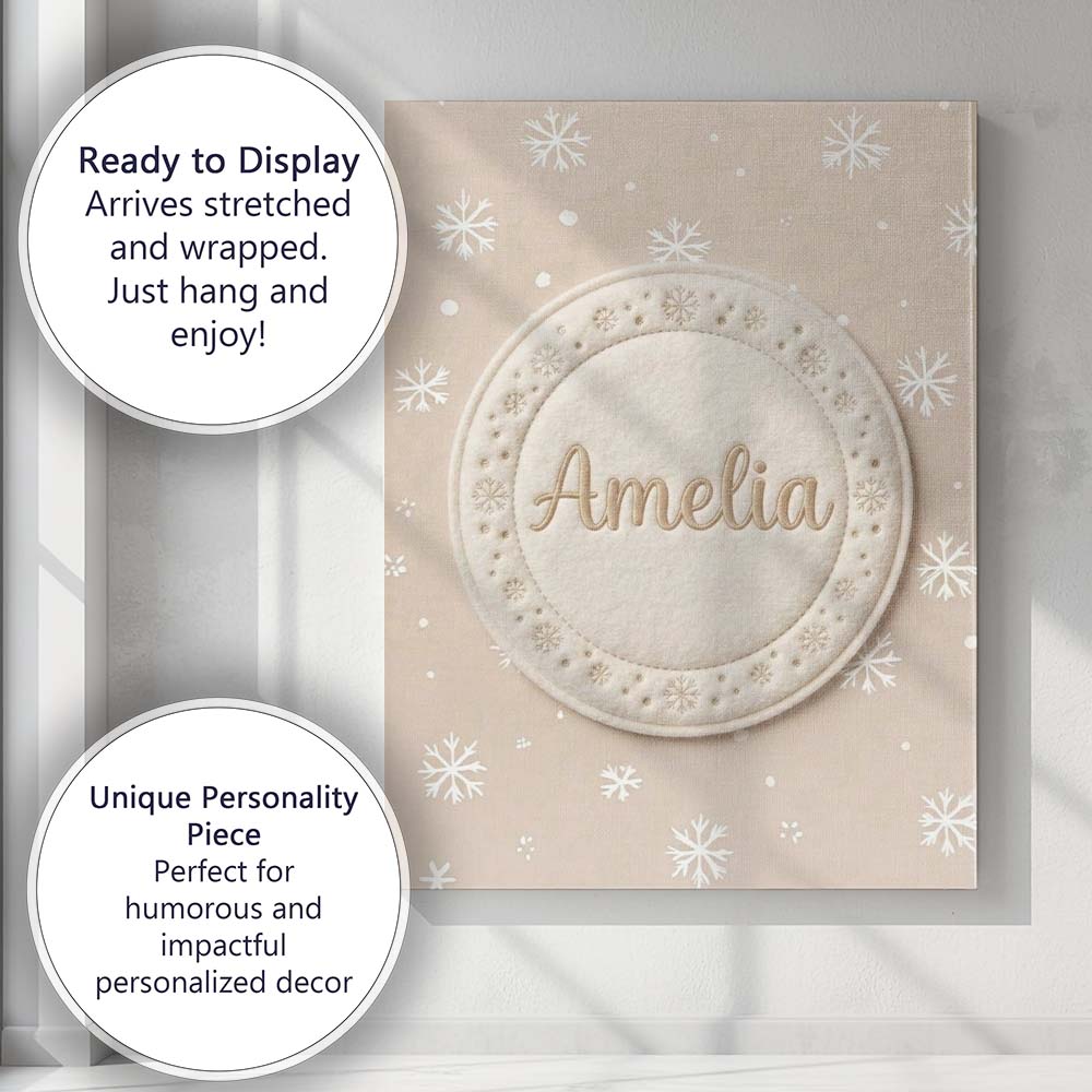 Personalised Name Beige Background Minimal Custom Unique Gift Idea Elegant Feature Canvas Wall Art Print Decor Picture Ready to Hang