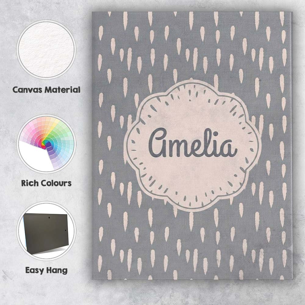 Personalised Name Grey Background Minimal Custom Unique Gift Idea Elegant Feature Canvas Wall Art Print Decor Picture Ready to Hang