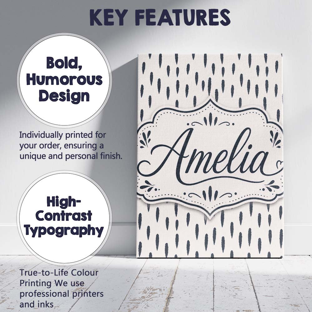 Personalised Name Neutral Abstract Brush Custom Unique Gift Idea Elegant Feature Canvas Wall Art Print Decor Picture Ready to Hang