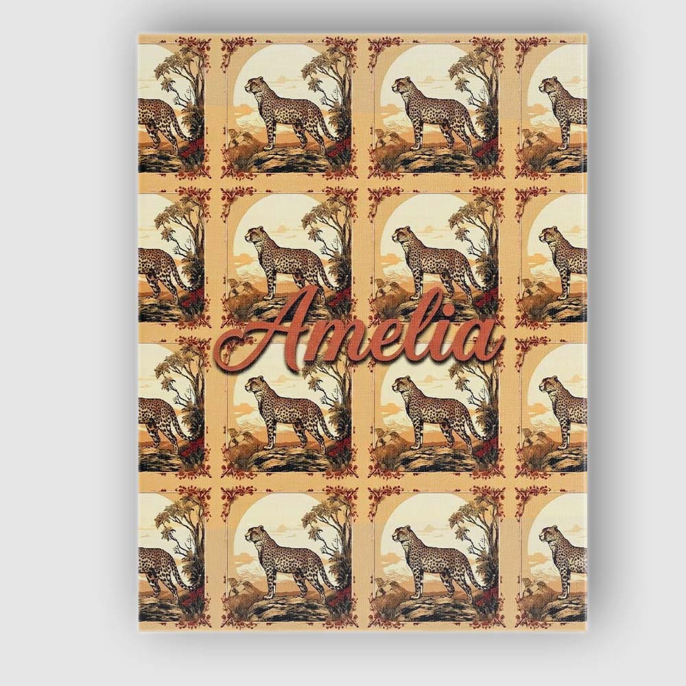 Personalised Name Artistic Cheetah Nature Custom Unique Gift Idea Elegant Feature Canvas Wall Art Print Decor Picture Ready to Hang