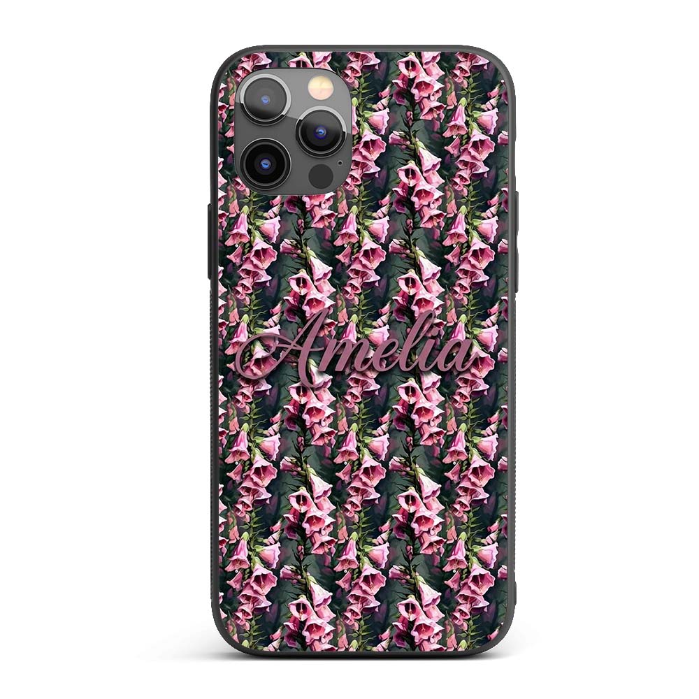 Pink Foxglove Flowers Botanical Garden Seamless Custom Name Protective Phone Case Mobile Cover Durable Everyday Smartphone Shock Resistant