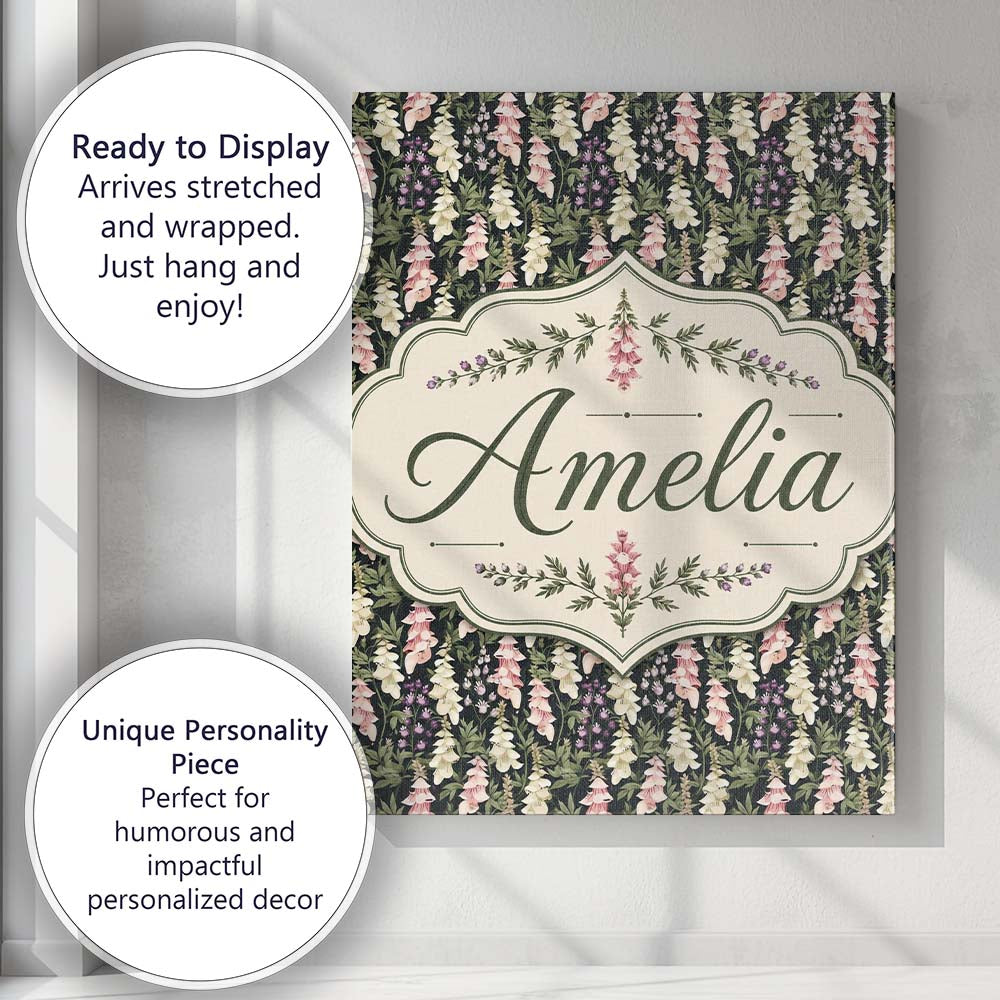 Personalised Name Soft Cream and Pink Custom Modern Room Accent Creative Decorator Style Canvas Wall Art Print Decor Picture Ready to Hang