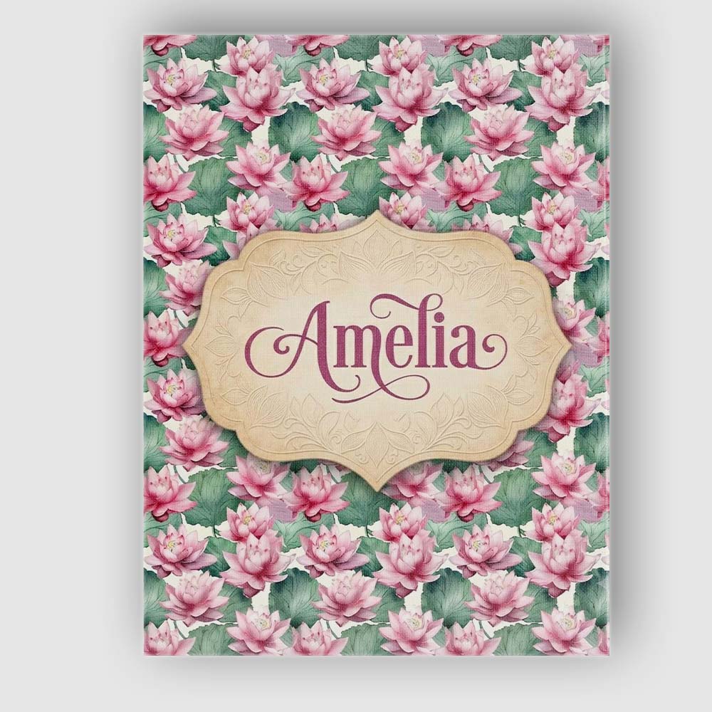 Personalised Name Pink Lotus Flower Botanical Custom Unique Gift Idea Modern Room Accent Canvas Wall Art Print Decor Picture Ready to Hang