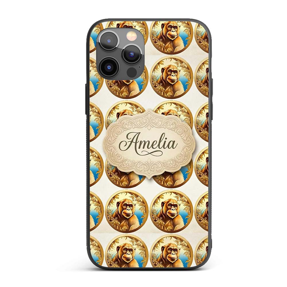 Golden Monkey Portrait Ornamental Printed Design Custom Name Protective Phone Case Mobile Cover Durable Everyday Smartphone Shock Resistant