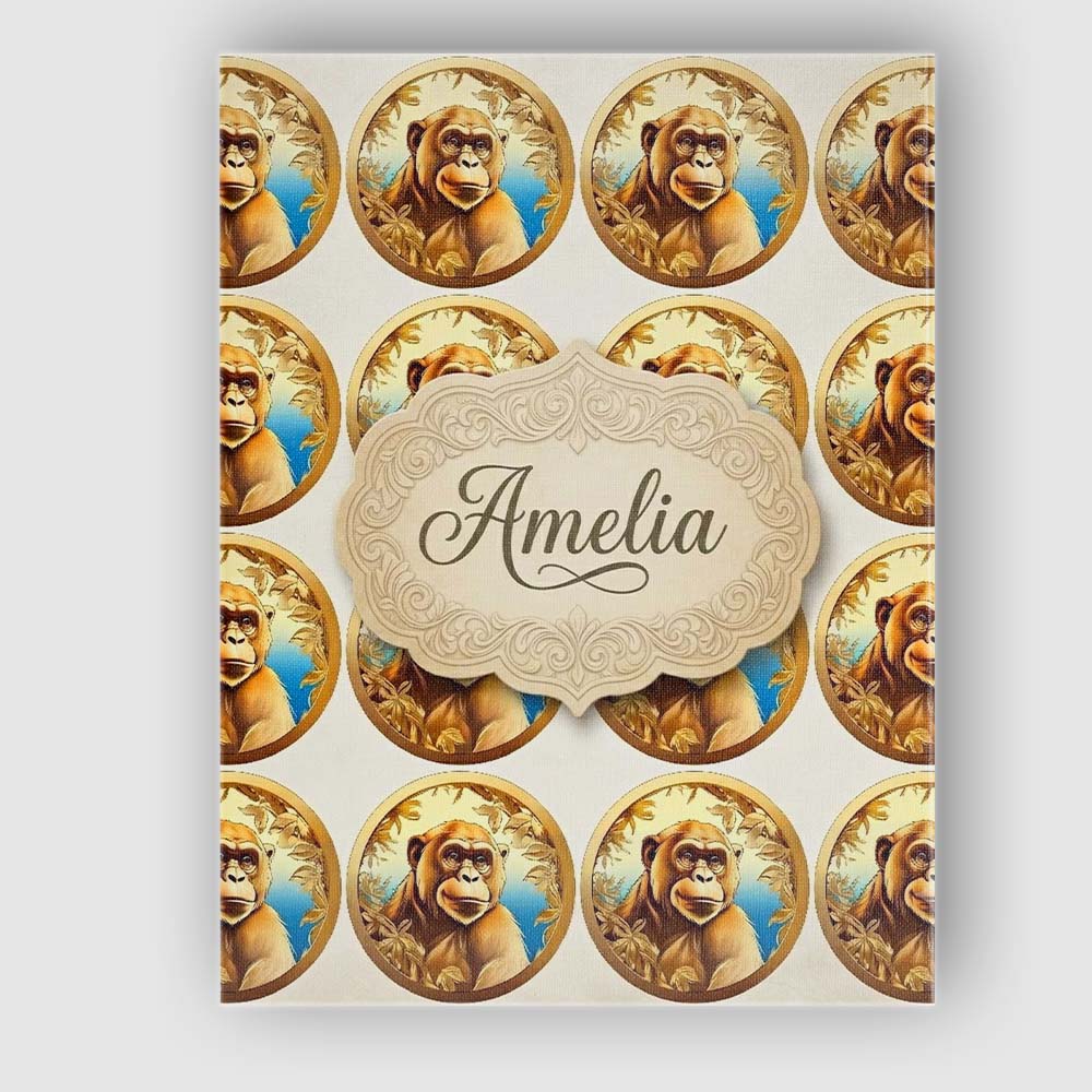 Personalised Name Golden Monkey Portrait Custom Unique Gift Idea Elegant Feature Canvas Wall Art Print Decor Picture Ready to Hang
