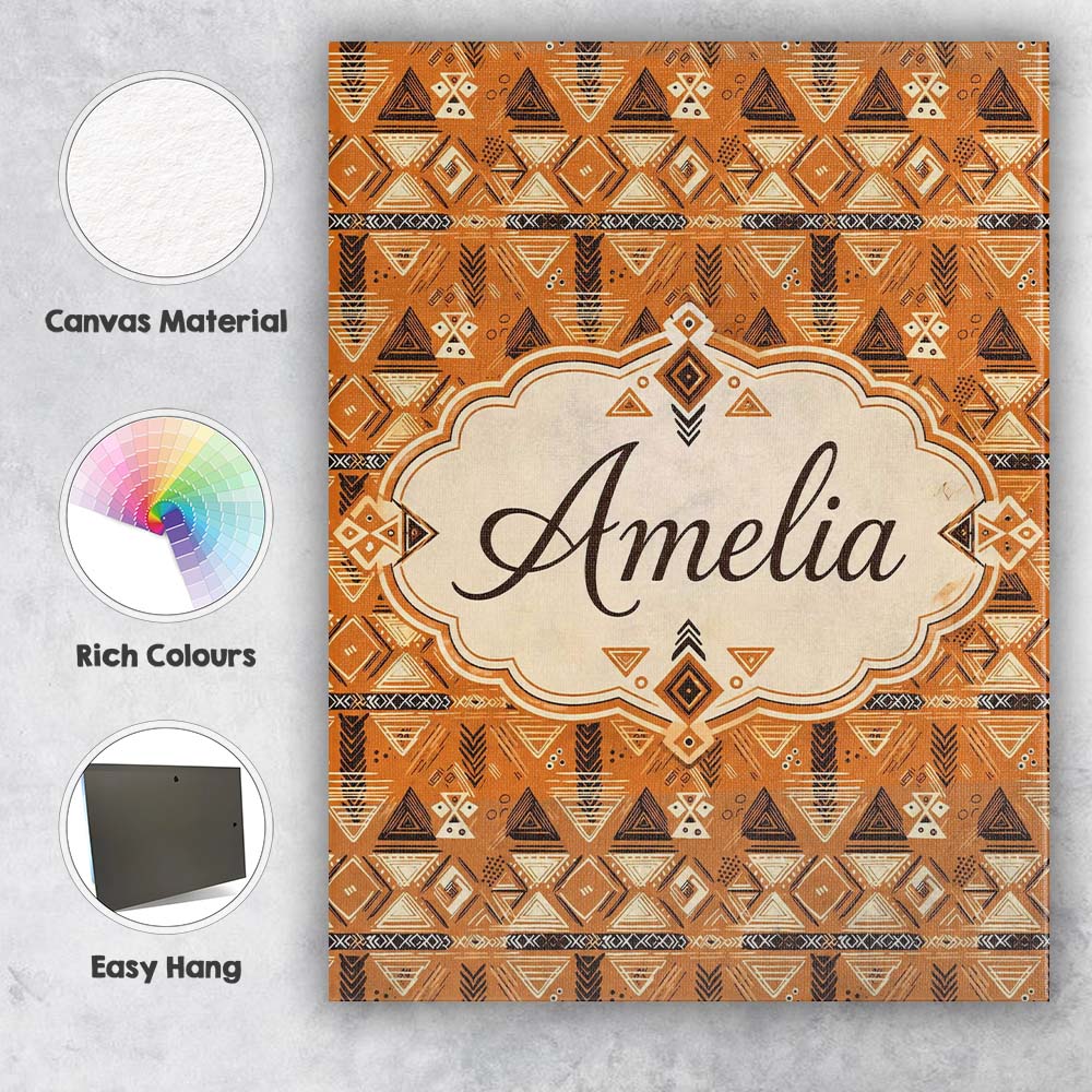 Personalised Name Tribal Geometric Earth Custom Unique Gift Idea Elegant Feature Canvas Wall Art Print Decor Picture Ready to Hang