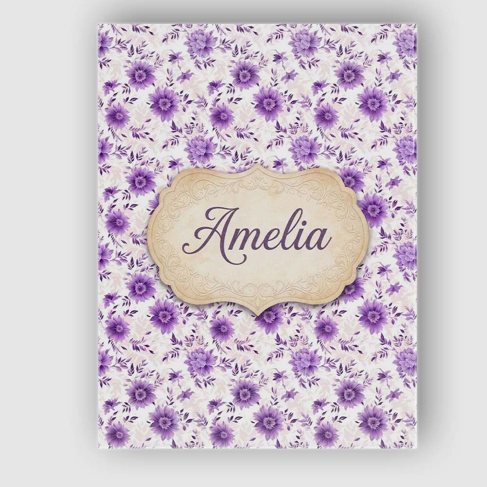 Personalised Name Purple Floral Garden Custom Modern Room Accent Elegant Feature Canvas Wall Art Print Decor Picture Ready to Hang