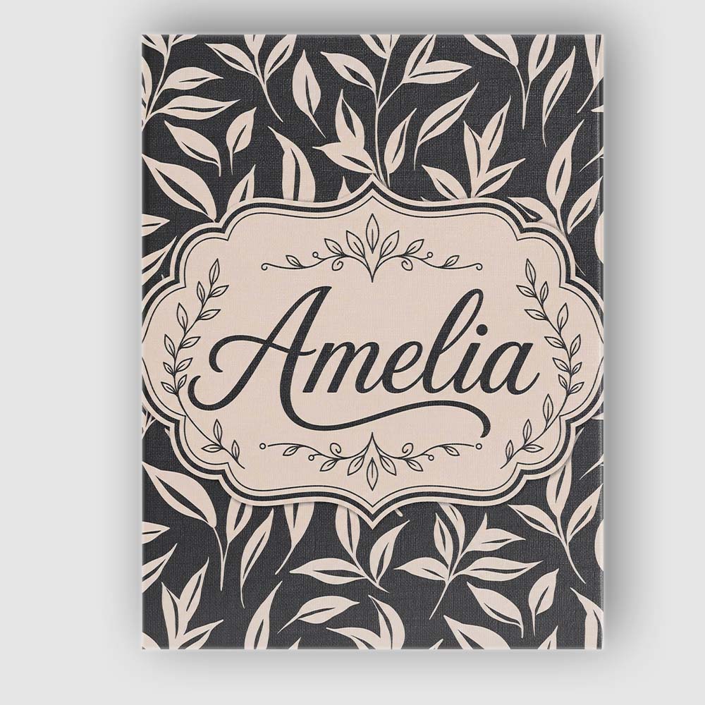 Personalised Name Minimal Beige Leaf Custom Premium Decorative Design Modern Room Accent Canvas Wall Art Print Decor Picture Ready to Hang