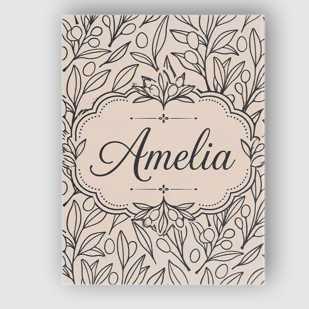 Personalised Name Neutral Botanical Line Custom Unique Gift Idea Elegant Feature Canvas Wall Art Print Decor Picture Ready to Hang