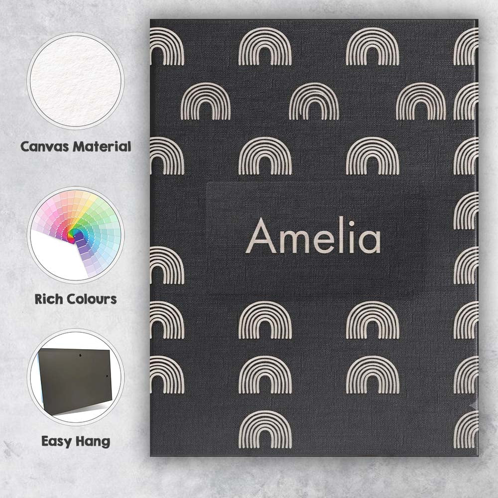 Personalised Name Simple Rainbow Arch Line Custom Unique Gift Idea Elegant Feature Canvas Wall Art Print Decor Picture Ready to Hang