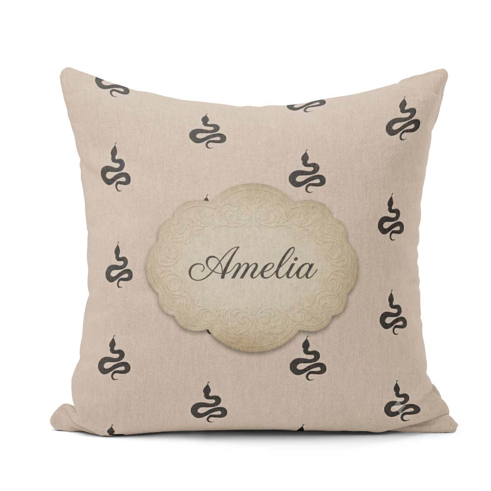 Custom Name Minimal Black Silhouette Seamless Pattern on Neutral Square Filled Cushion Throw Pillow Sofa Bed Home Decor Zip Washable UK Made