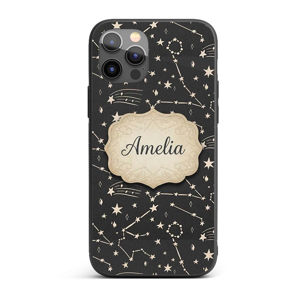 Celestial Star Constellation Seamless Pattern Custom Name Protective Phone Case Mobile Cover Durable Everyday Smartphone Shock Resistant