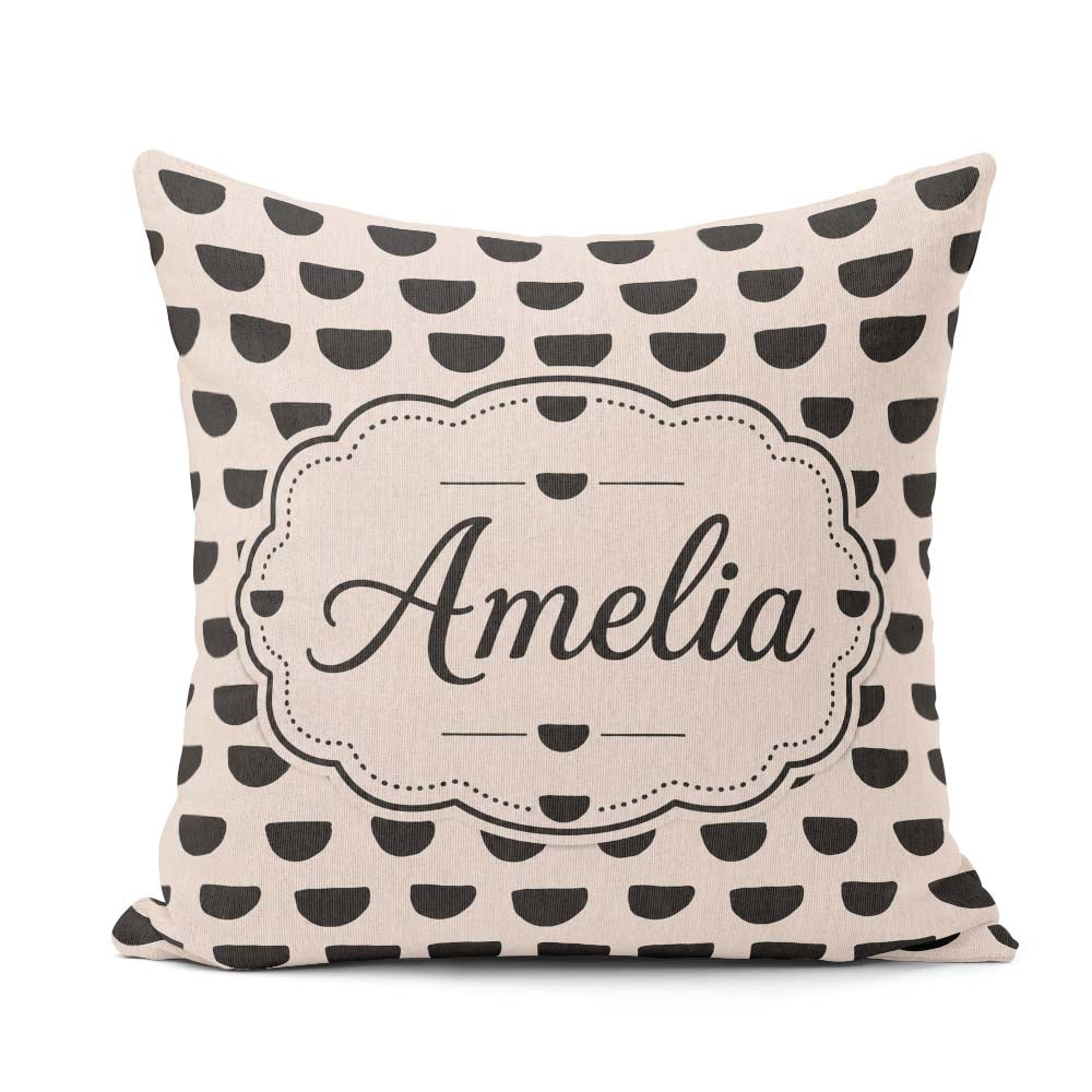 Custom Name Minimal Abstract Half Circle Seamless Pattern Modern Square Filled Cushion Throw Pillow Sofa Bed Home Decor Zip Washable UK Made