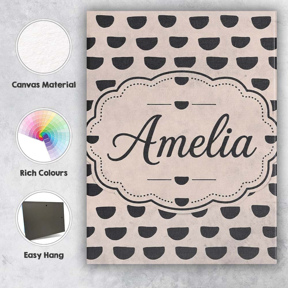 Personalised Name Minimal Abstract Half Custom Modern Room Accent Elegant Feature Canvas Wall Art Print Decor Picture Ready to Hang