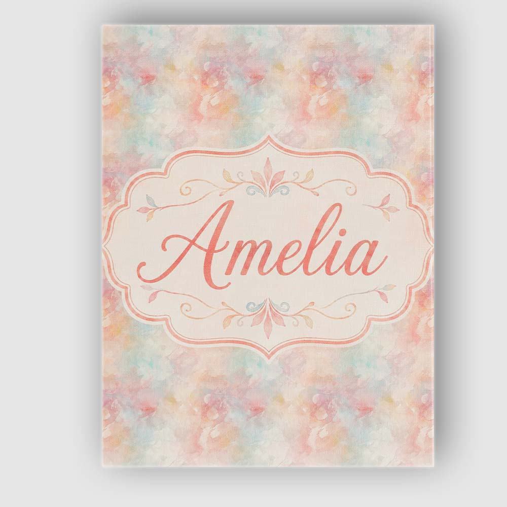 Personalised Name Soft Pastel Watercolor Custom Unique Gift Idea Elegant Feature Canvas Wall Art Print Decor Picture Ready to Hang