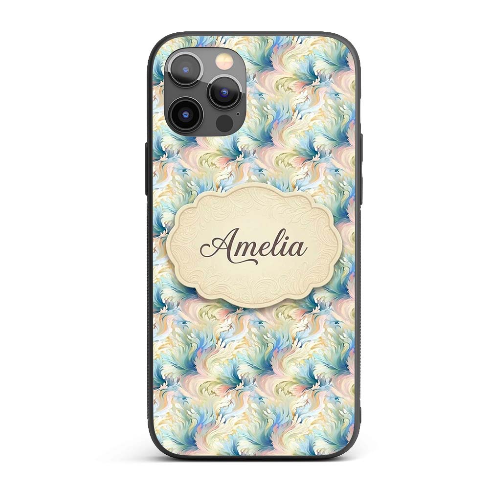 Soft Pastel Marble Swirl Seamless Pattern Elegant Custom Name Protective Phone Case Mobile Cover Durable Everyday Smartphone Shock Resistant