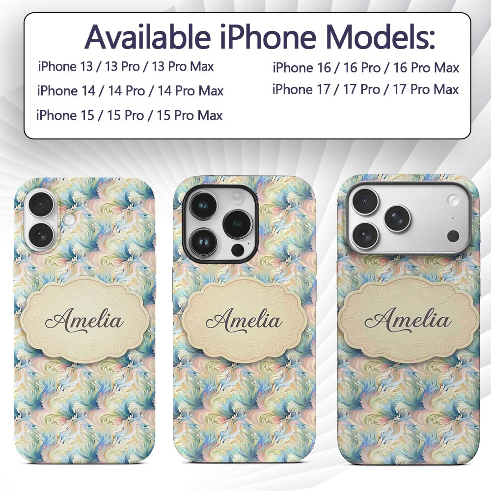 Soft Pastel Marble Swirl Seamless Pattern Elegant Custom Name Protective Phone Case Mobile Cover Durable Everyday Smartphone Shock Resistant