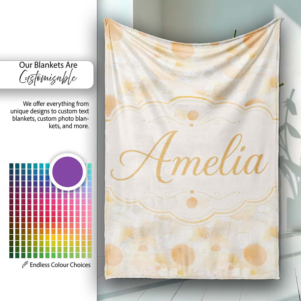 Abstract Beige Organic Shapes Seamless Pattern Minimal Modern Personalised Custom Name Super Soft Fleece Blanket Bed Sofa Throw