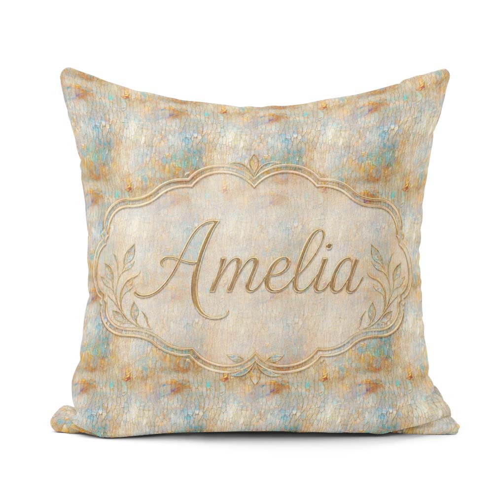 Custom Name Soft Pastel Botanical Splash Seamless Pattern Floral Square Filled Cushion Throw Pillow Sofa Bed Home Decor Zip Washable UK Made