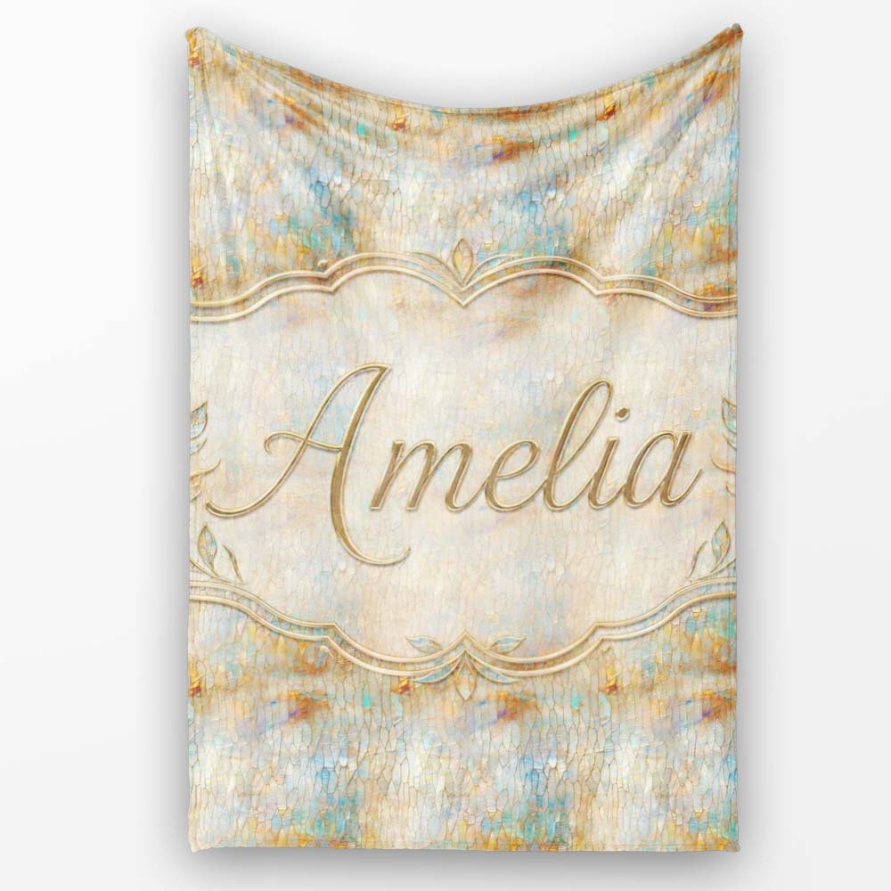 Soft Pastel Botanical Splash Seamless Pattern Artistic Floral Personalised Custom Name Super Soft Fleece Blanket Bed Sofa Throw