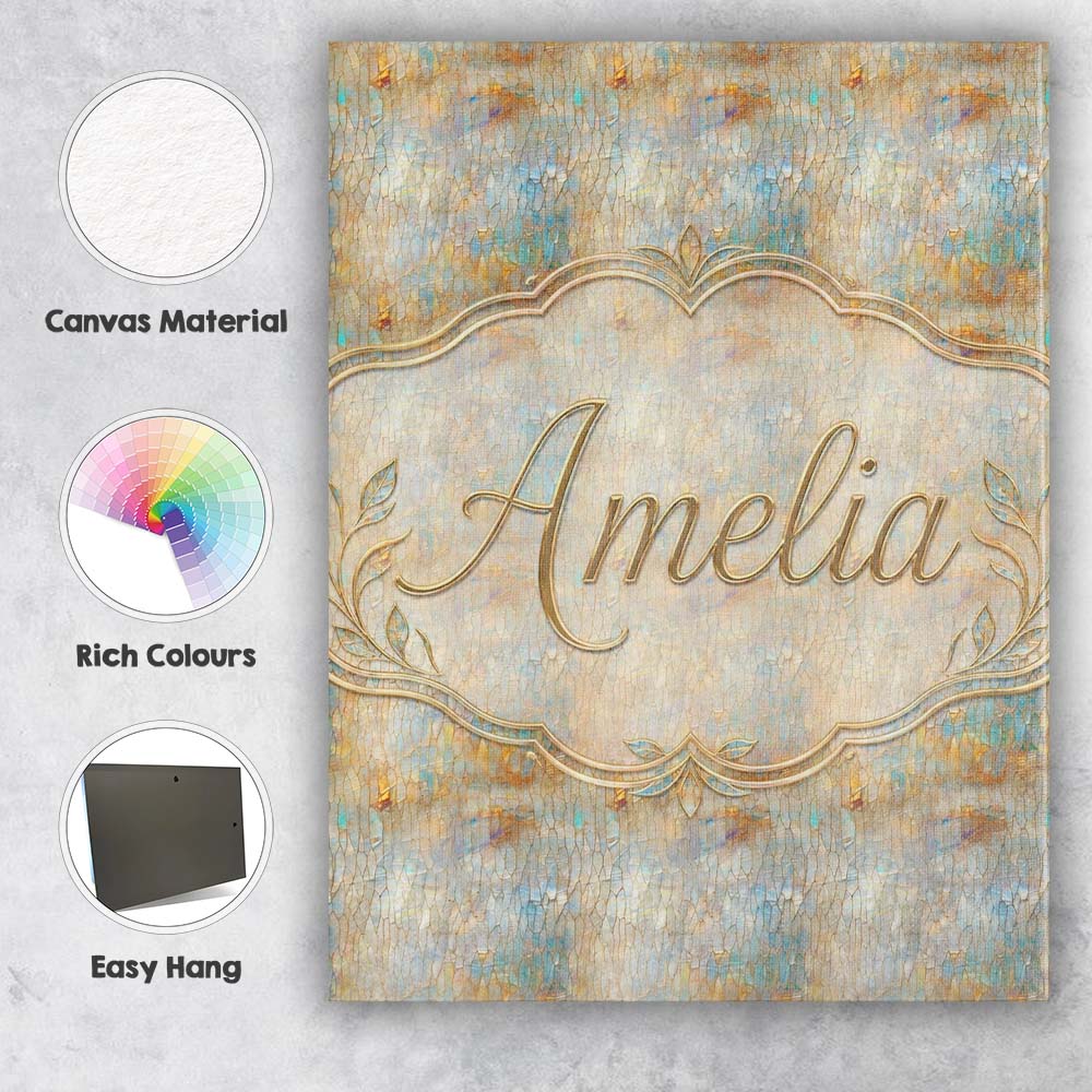 Personalised Name Soft Pastel Botanical Custom Modern Room Accent Elegant Feature Canvas Wall Art Print Decor Picture Ready to Hang