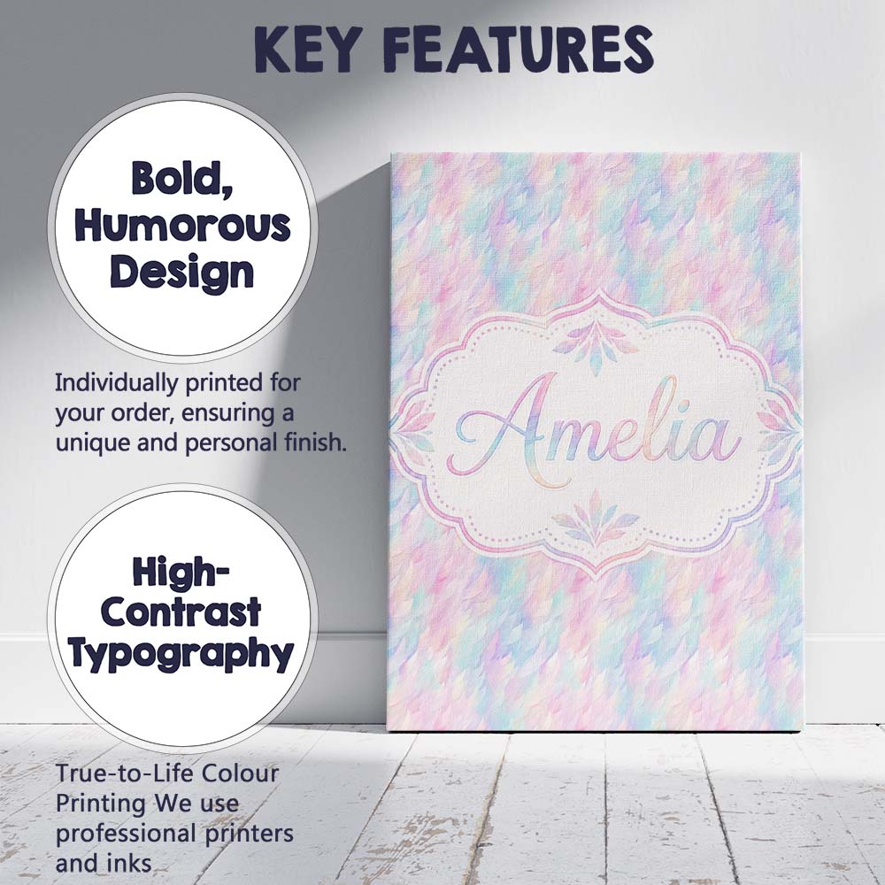 Personalised Name Abstract Crackled Marble Custom Unique Gift Idea Elegant Feature Canvas Wall Art Print Decor Picture Ready to Hang