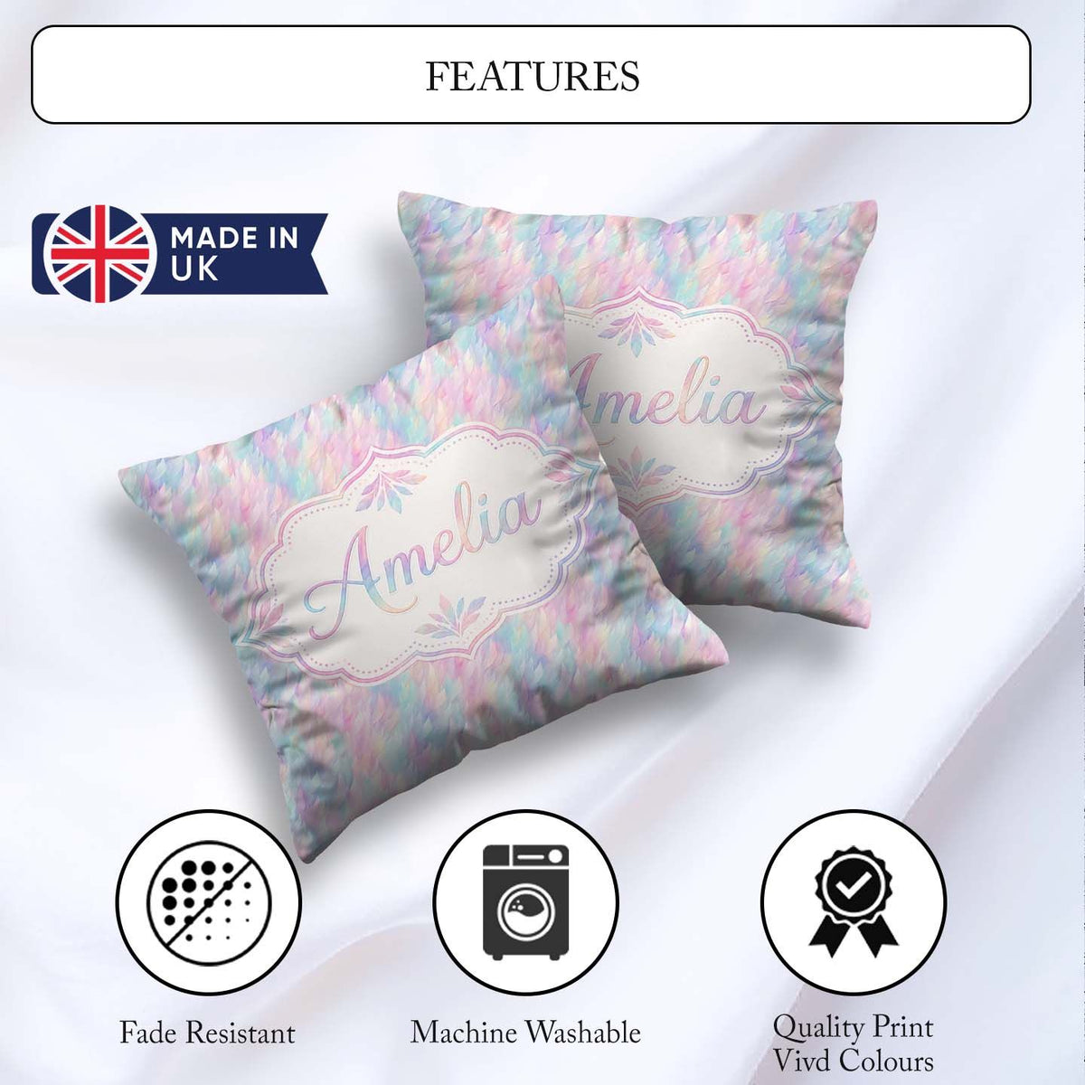 Custom Name Abstract Crackled Texture Seamless Pattern Artistic Square Filled Cushion Throw Pillow Sofa Bed Home Decor Zip Washable UK Made
