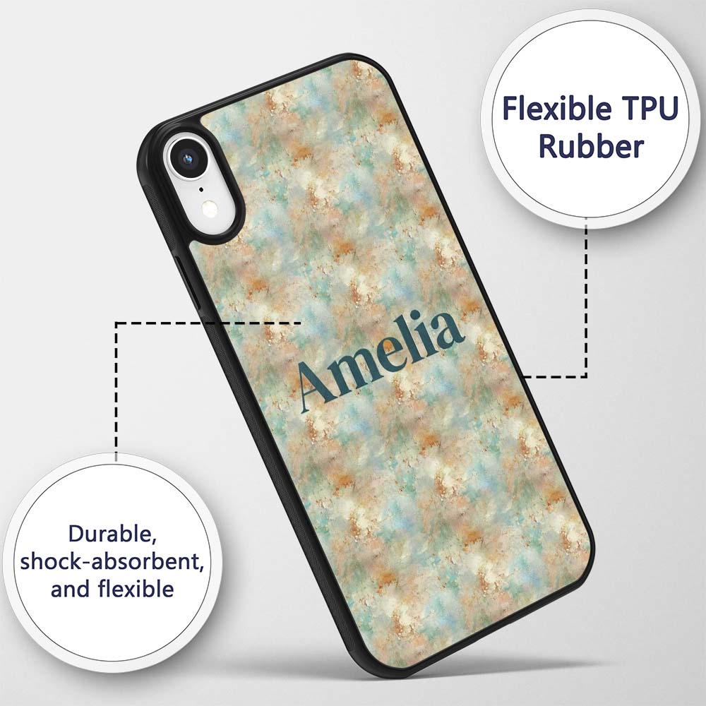Soft Pastel Marble Splash Seamless Printed Design Custom Name Protective Phone Case Mobile Cover Durable Everyday Smartphone Shock Resistant