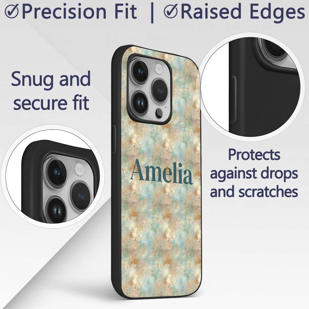 Soft Pastel Marble Splash Seamless Printed Design Custom Name Protective Phone Case Mobile Cover Durable Everyday Smartphone Shock Resistant