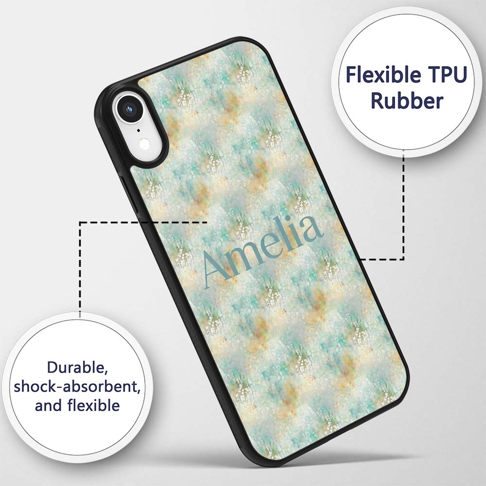 Light Aqua Marble Texture Seamless Pattern Soft Custom Name Protective Phone Case Mobile Cover Durable Everyday Smartphone Shock Resistant