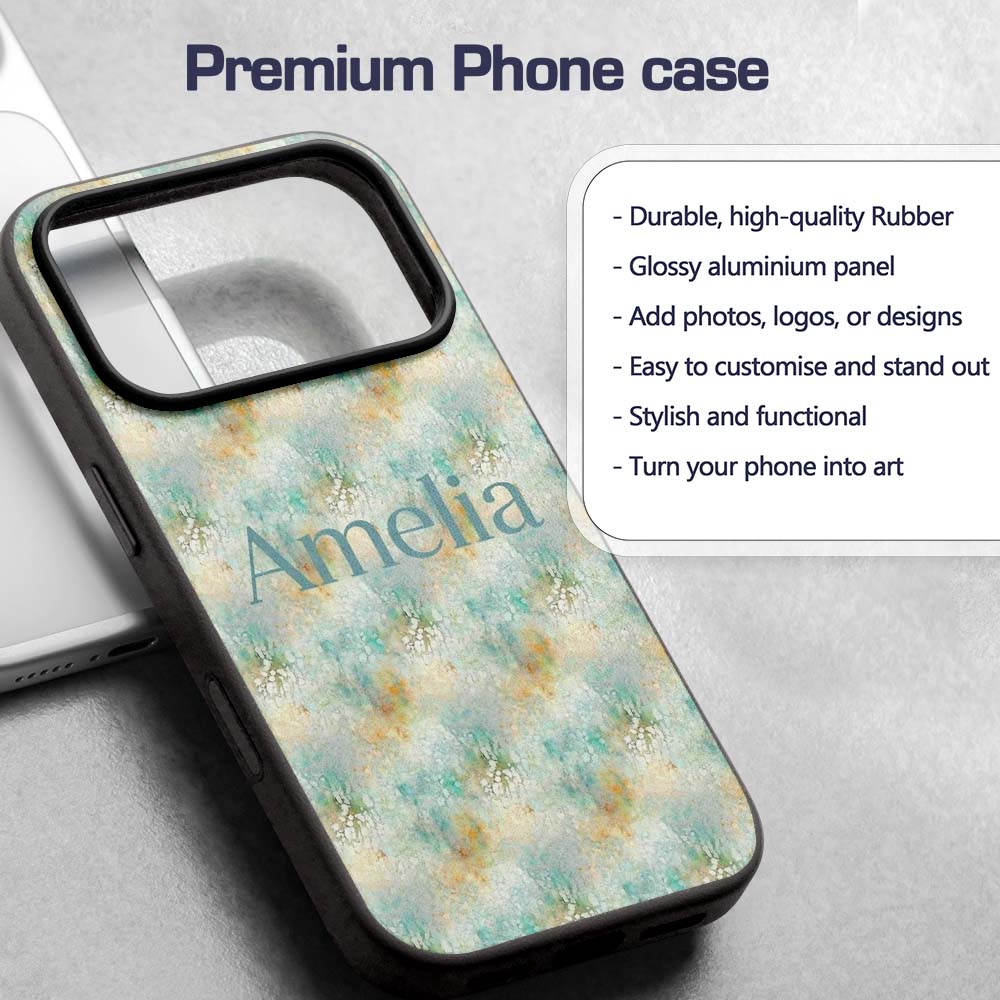 Light Aqua Marble Texture Seamless Pattern Soft Custom Name Protective Phone Case Mobile Cover Durable Everyday Smartphone Shock Resistant