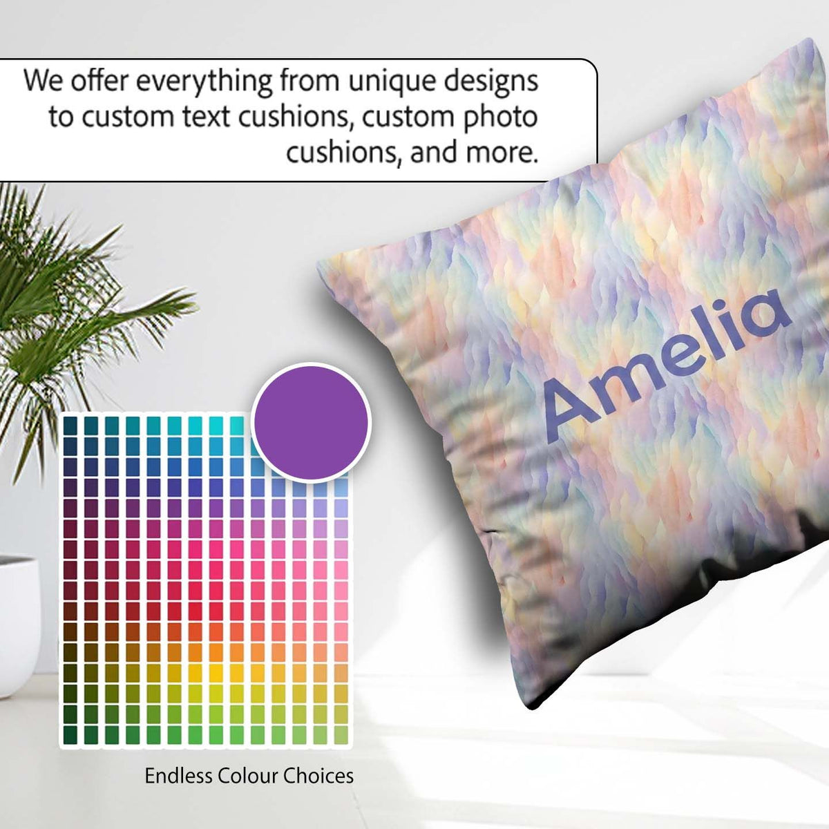 Custom Name Soft Pastel Flowing Seamless Pattern Dreamy Abstract Square Filled Cushion Throw Pillow Sofa Bed Home Decor Zip Washable UK Made