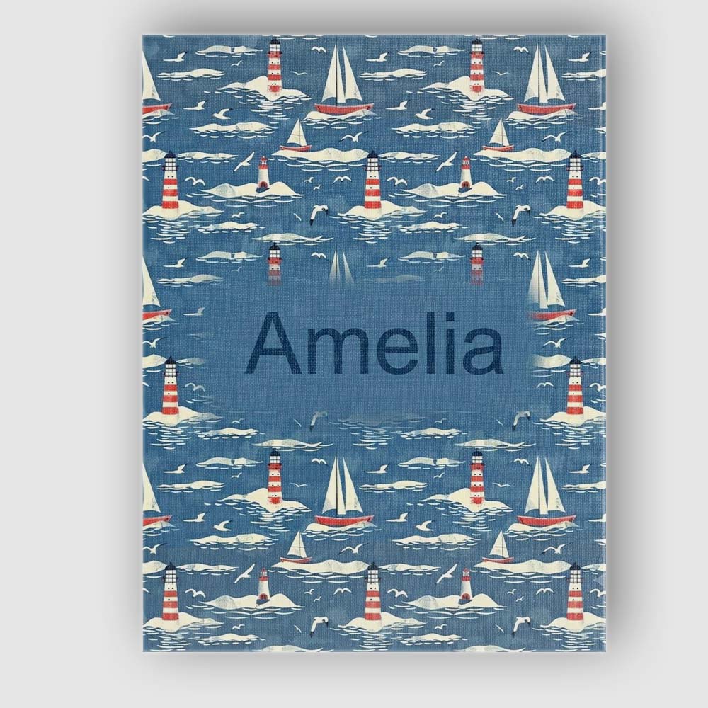 Personalised Name Lighthouse Sailboat Ocean Custom Bespoke Interior Contemporary Canvas Wall Art Print Decor Picture Ready to Hang
