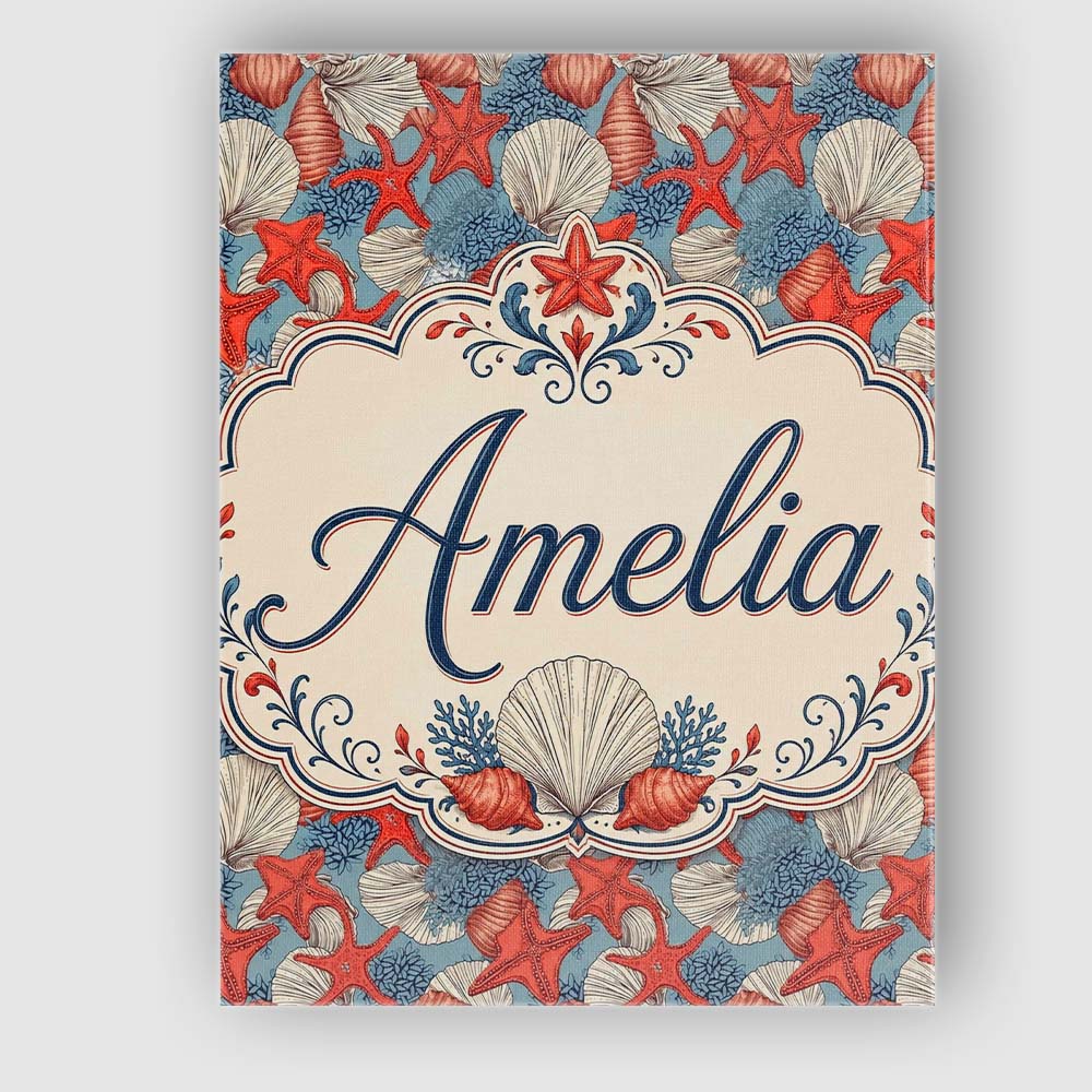 Personalised Name Seashell Starfish Ocean Custom Unique Gift Idea Elegant Feature Canvas Wall Art Print Decor Picture Ready to Hang