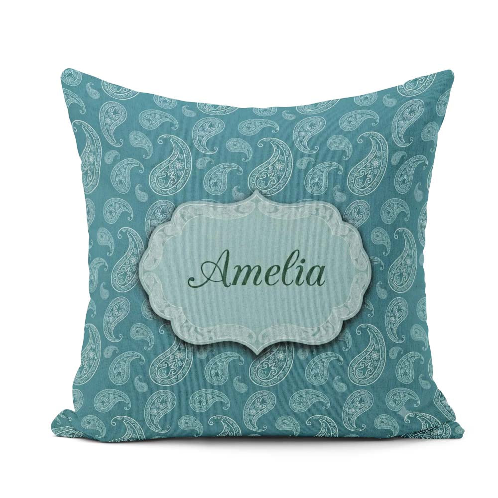 Custom Name Dark Paisley Floral Bandana Seamless Pattern Classic Square Filled Cushion Throw Pillow Sofa Bed Home Decor Zip Washable UK Made