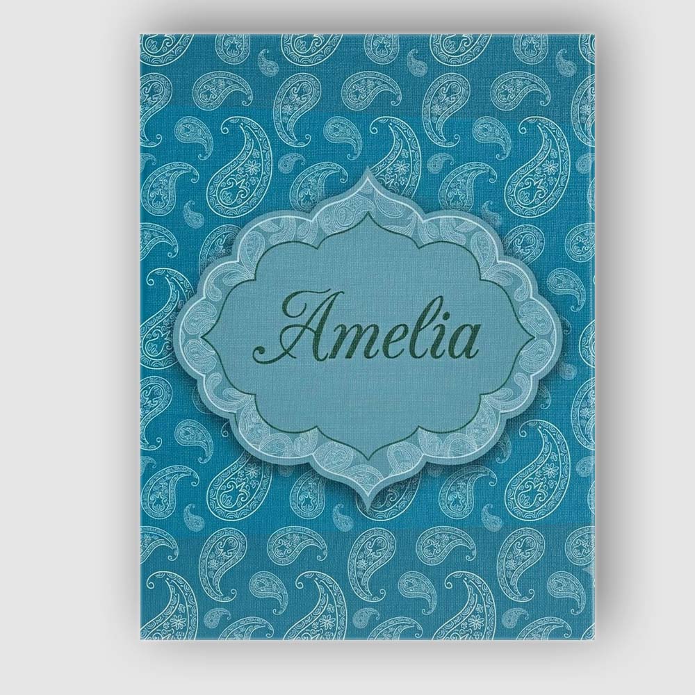 Personalised Name Deep Teal Paisley Floral Custom Unique Gift Idea Elegant Feature Canvas Wall Art Print Decor Picture Ready to Hang