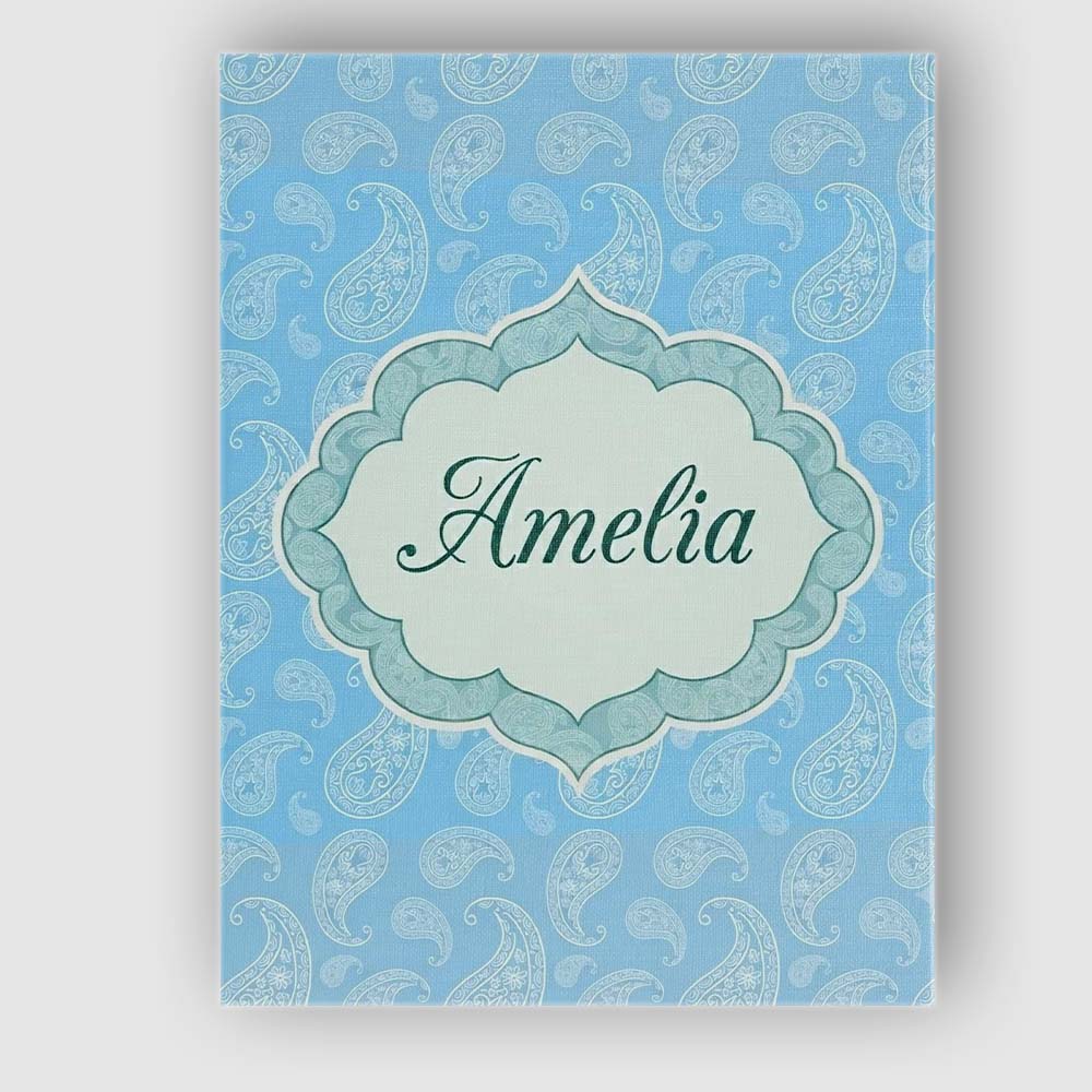 Personalised Name Light Aqua Paisley Custom Premium Decorative Design Modern Room Accent Canvas Wall Art Print Decor Picture Ready to Hang