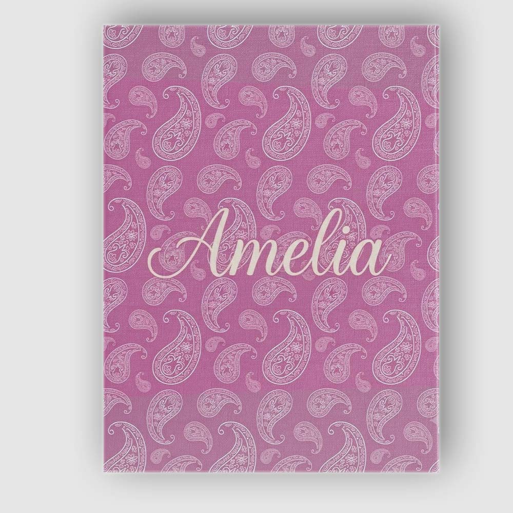 Personalised Name Ornate White Paisley Custom Modern Room Accent Elegant Feature Canvas Wall Art Print Decor Picture Ready to Hang