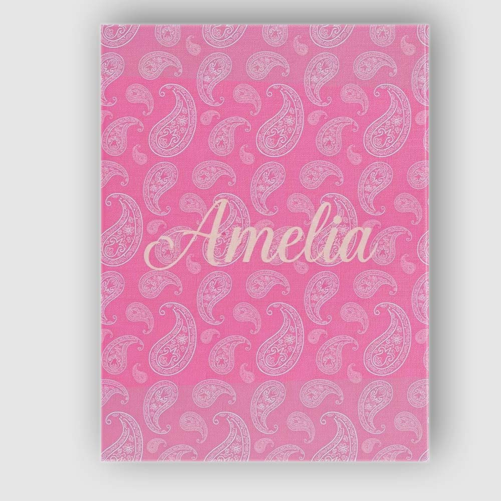 Personalised Name Soft White Paisley Floral Custom Bespoke Interior Contemporary Canvas Wall Art Print Decor Picture Ready to Hang