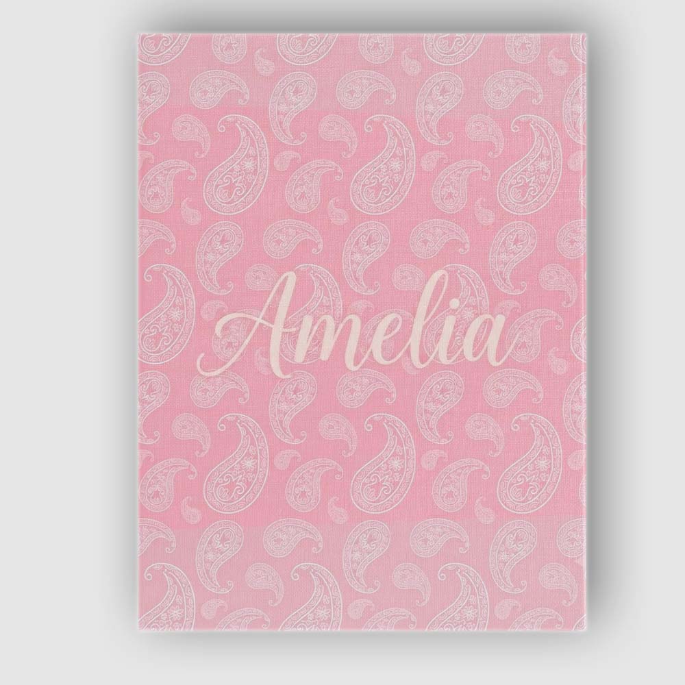 Personalised Name Ornate White Paisley Custom Modern Room Accent Elegant Feature Canvas Wall Art Print Decor Picture Ready to Hang