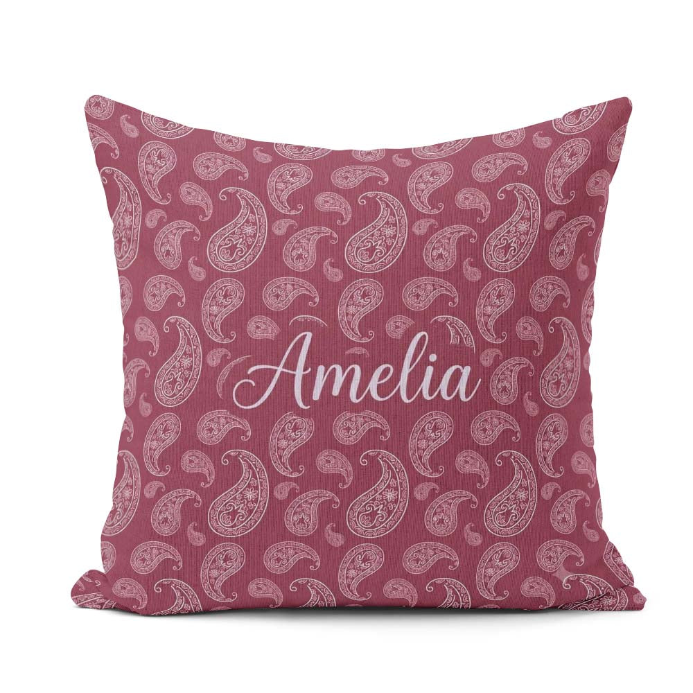 Custom Name Decorative White Paisley on Light Gradient Seamless Square Filled Cushion Throw Pillow Sofa Bed Home Decor Zip Washable UK Made