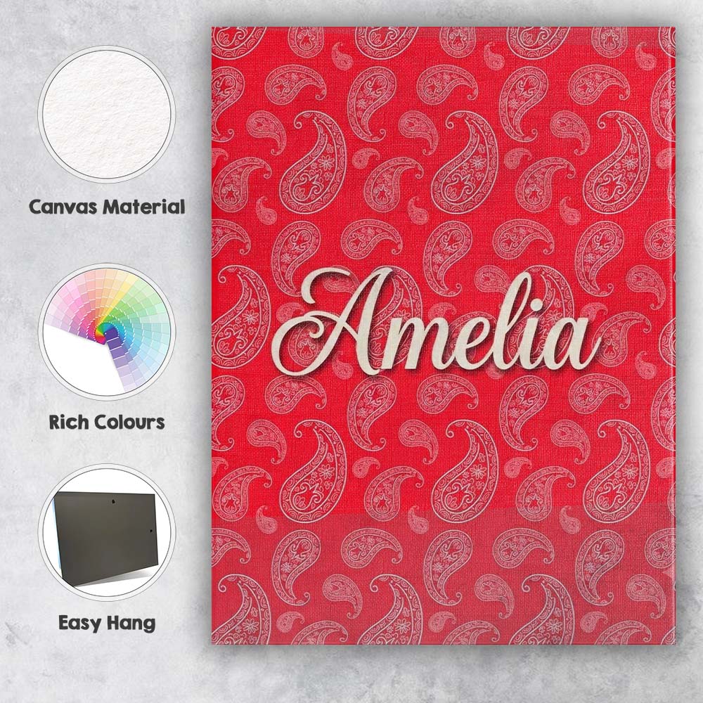Personalised Name Elegant White Paisley Custom Unique Gift Idea Modern Room Accent Canvas Wall Art Print Decor Picture Ready to Hang