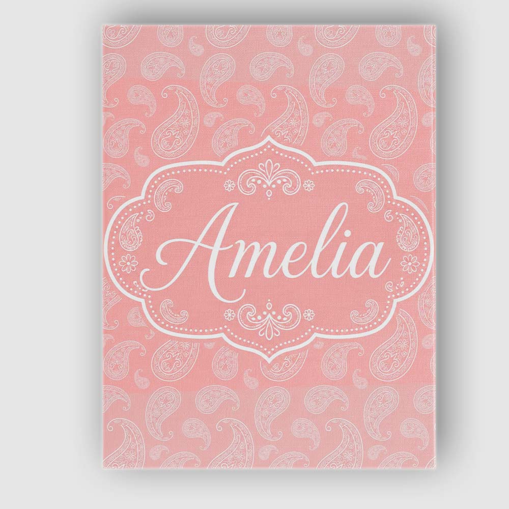 Personalised Name Elegant White Paisley Custom Unique Gift Idea Modern Room Accent Canvas Wall Art Print Decor Picture Ready to Hang