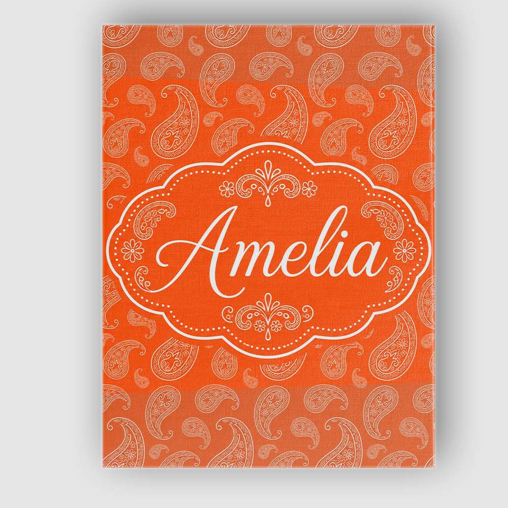 Personalised Name Elegant White Paisley Custom Unique Gift Idea Modern Room Accent Canvas Wall Art Print Decor Picture Ready to Hang